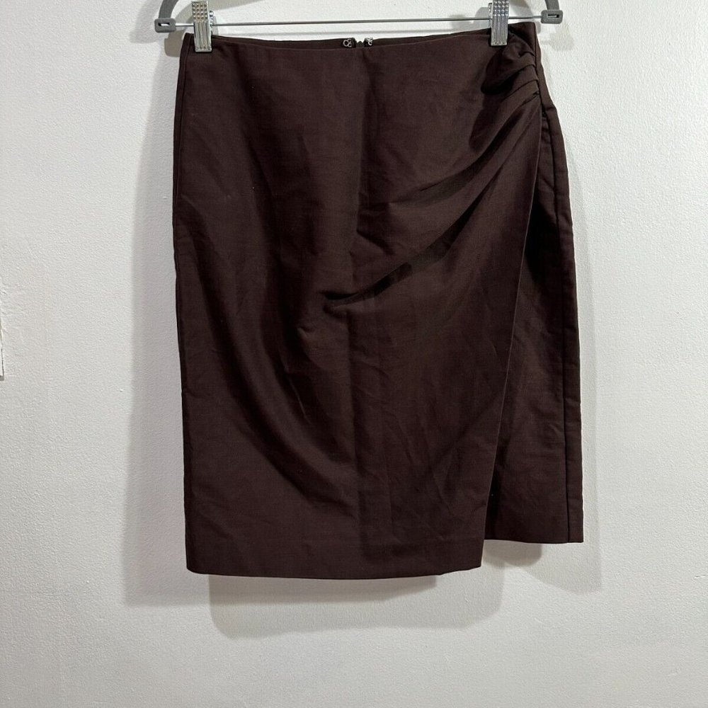 Max Mara Studio Women's  Brown A- line Knee Length Zip Closure Skirt  Sz 6